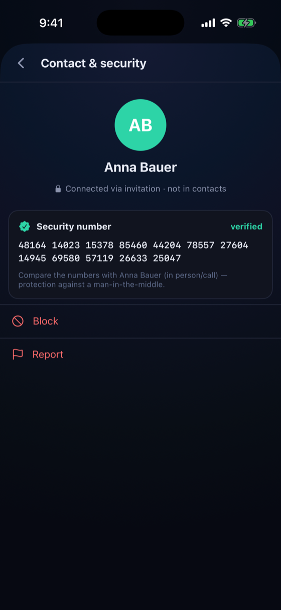 Verify your contact — protection against a man in the middle.